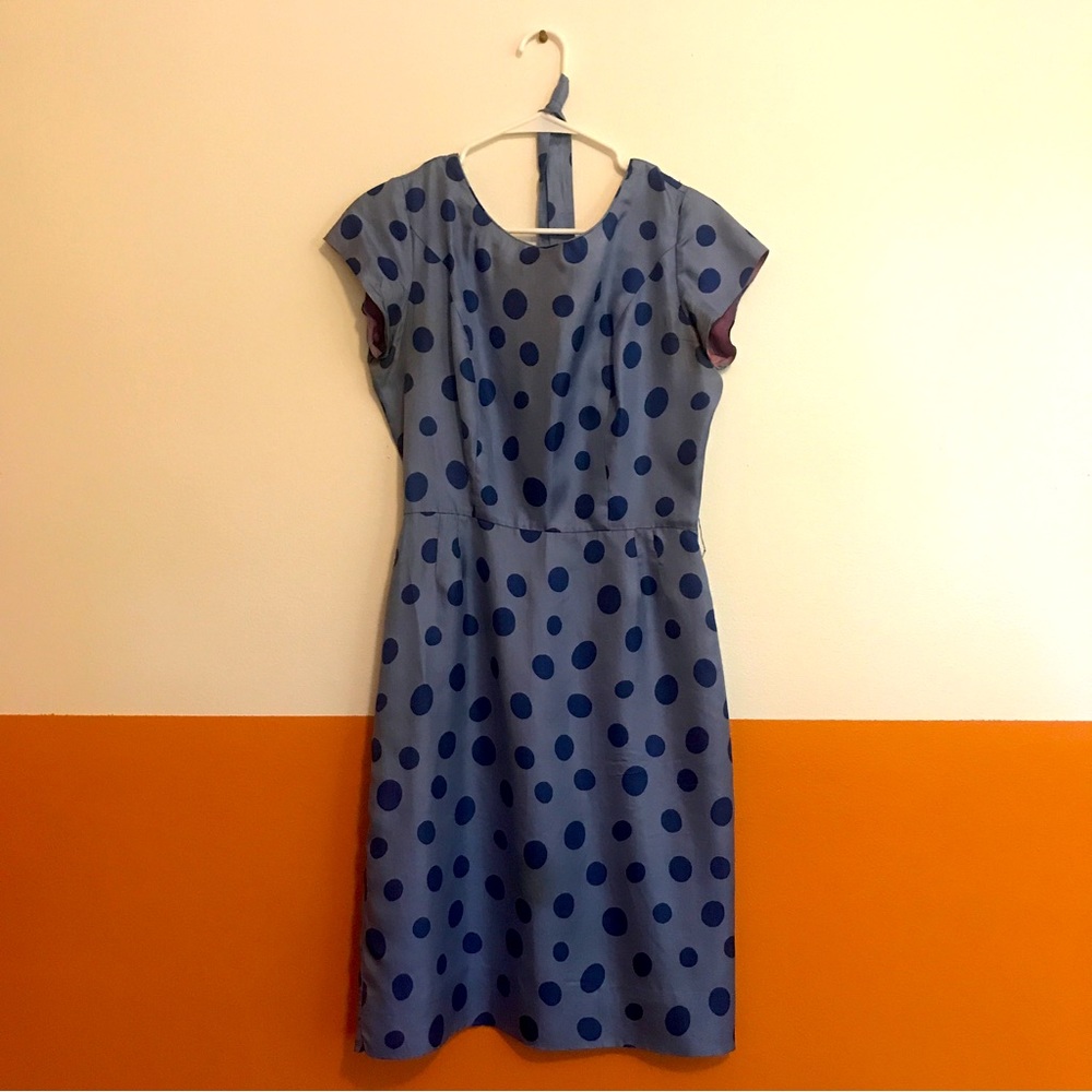 GORGEOUS rare 100% silk vintage 50s polka dot wiggle dress